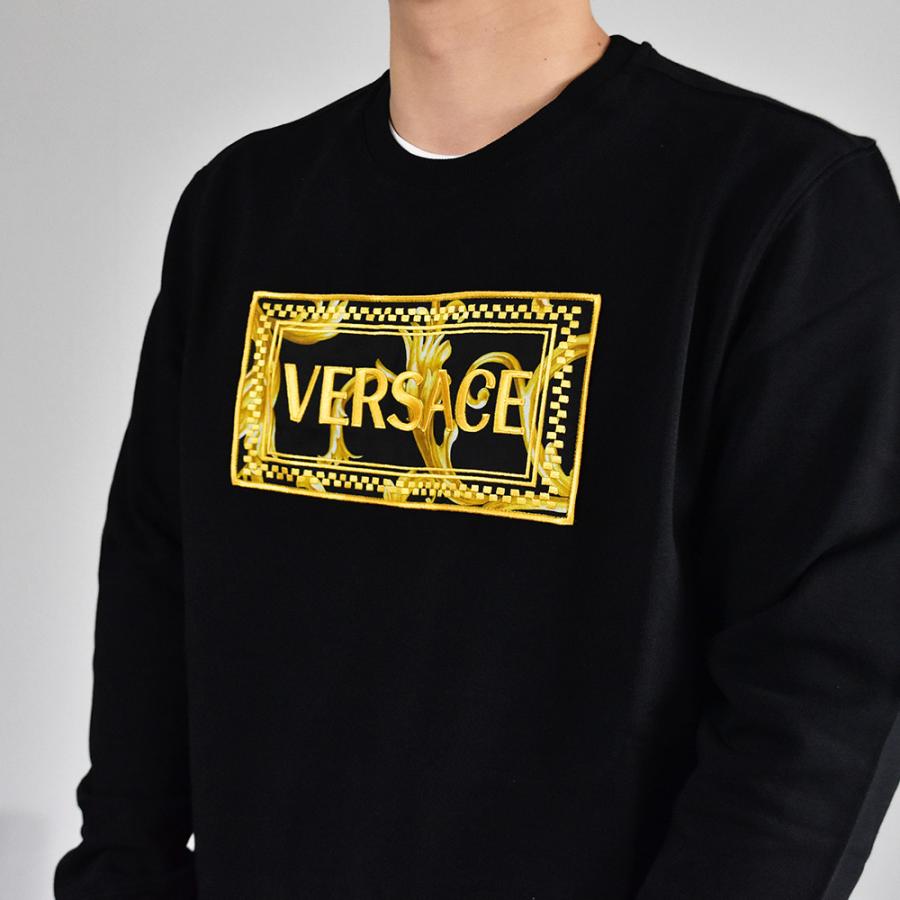 VERSACE ヴェルサーチ トレーナー 長袖 ロゴ メンズ ブランド 黒 VERSACE ヴェルサーチ トレーナー 長袖 ロゴ メンズ ブランド 黒