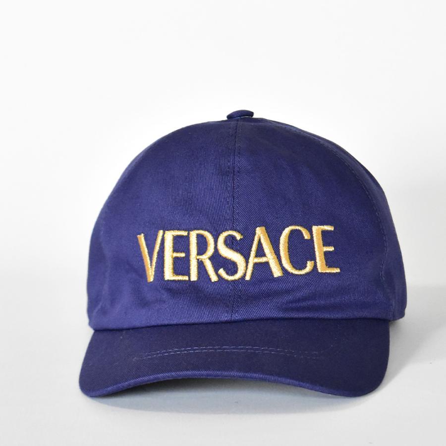 VERSACE ヴェルサーチ キャップ ロゴ 刺繍 ネイビー メンズ