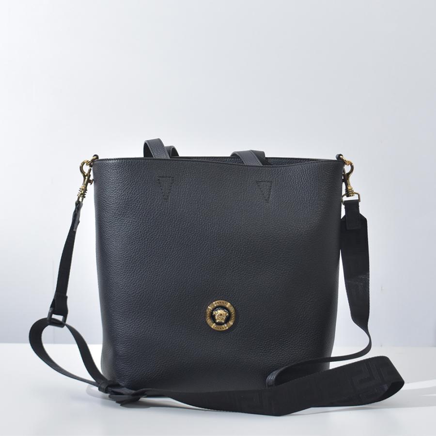 VERSACE ヴェルサーチ トートバッグ 本革 ブラック メンズ