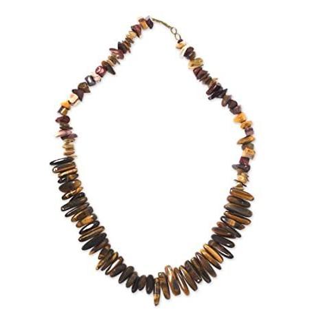 一番の贈り物 特別価格NOVICA Multi-Gem Tiger's Eye Brass Beaded Necklace, 18" 'Lovely Lady'好評販売中 ネックレス、ペンダント