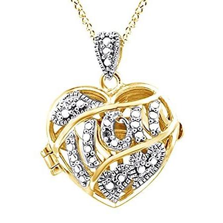 専門店では 特別価格Natural Diamond Accent Mom Heart Locket Pendant Necklace in 14k Yellow Gold好評販売中 ネックレス、ペンダント