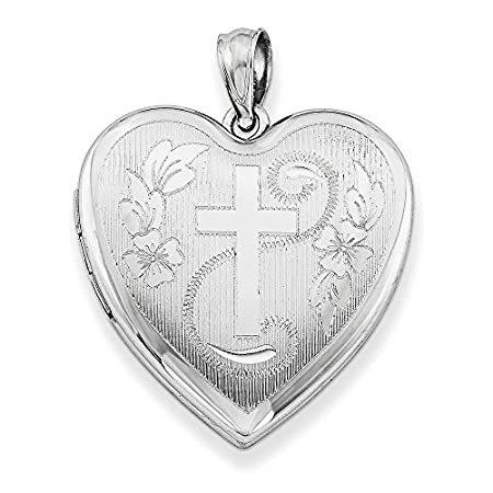 格安即決 特別価格Sonia Jewels Sterling Silver 24mm Diamond-Cut Cross Heart Locket好評販売中 ネックレス、ペンダント