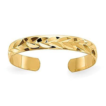 【2021最新作】 14k 特別価格Solid Yellow (2mm)好評販売中 Ring Toe Diamond-Cut Gold 指輪
