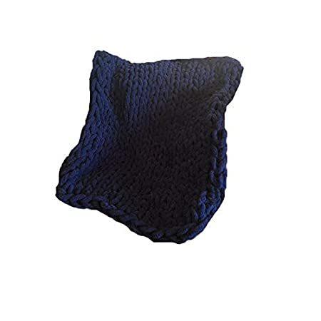 特別価格Super Chunky Hand Knit Throw,Huge Knit Navy Chenille Blanket Queen Size Lar好評販売中 その他編み物用品