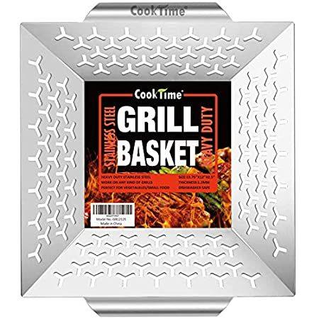 古典 Grill BBQ Time 特別価格Cook Vegetable Stic好評販売中 Woks-Non Grilling Steel Stainless Basket 鉄板、グリル