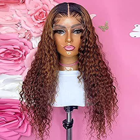注目ショップ 特別価格Highlight Human Hair Lace Front Wigs Deep Wave 1b/30 Ombre Colored Glueless好評販売中 ヘアバンド