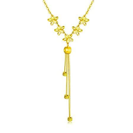 【名入れ無料】 Cherry Gold Yellow 特別価格18k Blossom Pe好評販売中 Y and Chain Gold Real Women, for Necklace ネックレス、ペンダント