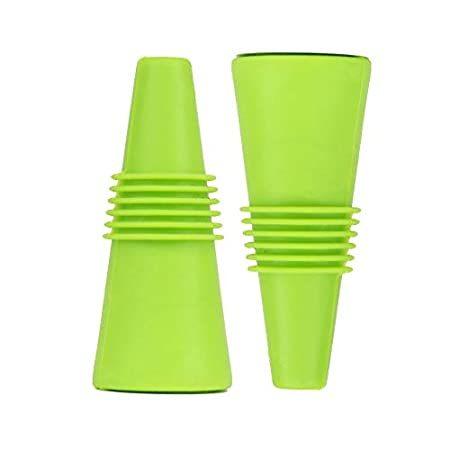 【SALE】 特別価格Green Silicone Reusable Wine Stopper - Set of 2好評販売中 ボトルストッパー