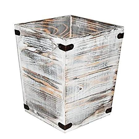 【使い勝手の良い】 特別価格OwlGift Decorative Rustic Whitewashed Wood Trash Can, Farmhouse Stylish Woo好評販売中 ゴミ箱、ダストボックス