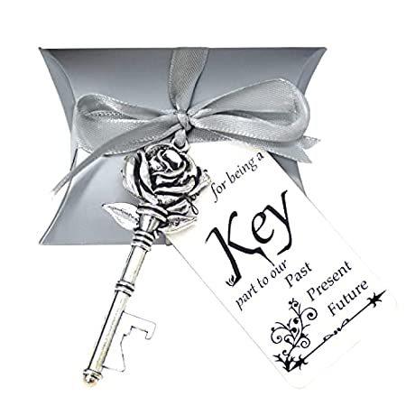 【人気No.1】 特別価格52pcs Silver Wedding Favor Souvenir Gift Set with Keychain 50pcs Silver Bot好評販売中 ワインオープナー