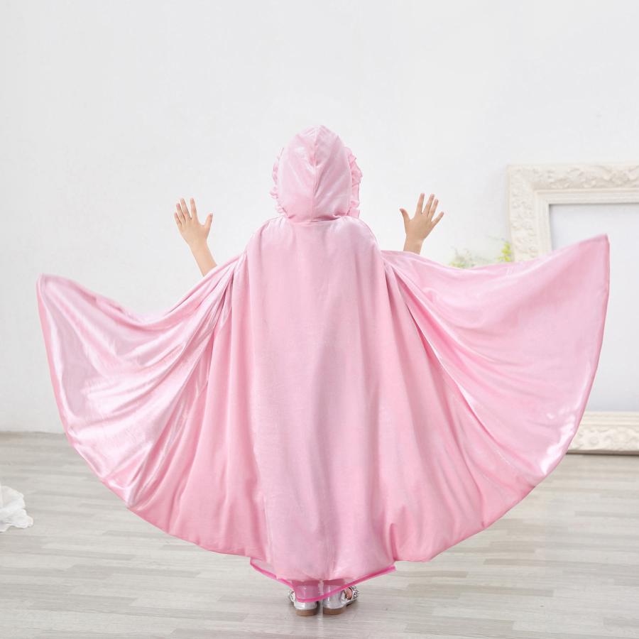 プリンセスマント 子供 ロング フード付き ケープ 羽織り フリース素材 裏地付き 女の子 コスチューム ドレスアップ ハロウィン クリスマス |  | 09