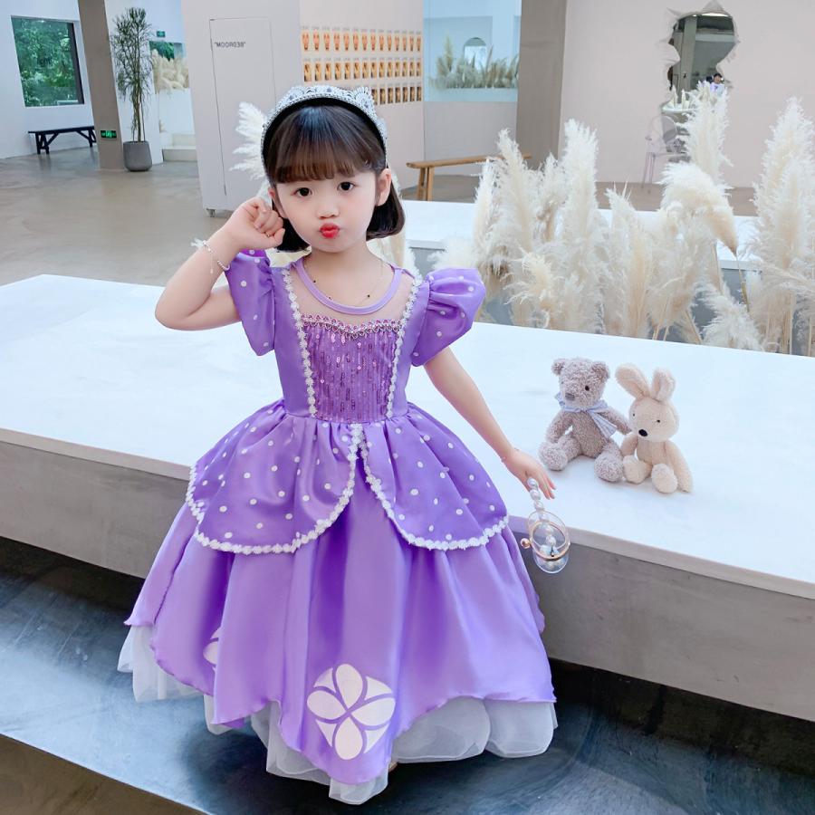 最愛 ちいさなプリンセス ソフィア 風 キッズ コスチュームドレス 6点セット ロングドレス ハロウィン 仮装 子供 クリスマス プレゼント イベント 演出 コスプレ Wantannas Go Id