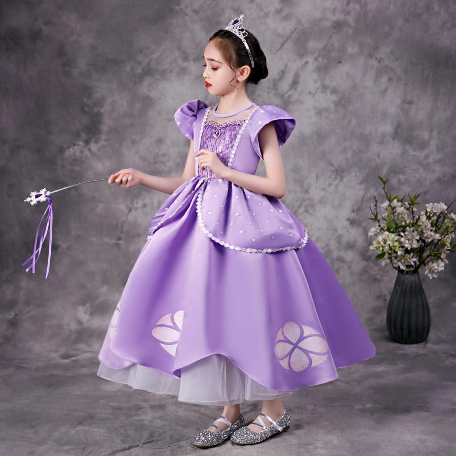 最愛 ちいさなプリンセス ソフィア 風 キッズ コスチュームドレス 6点セット ロングドレス ハロウィン 仮装 子供 クリスマス プレゼント イベント 演出 コスプレ Wantannas Go Id