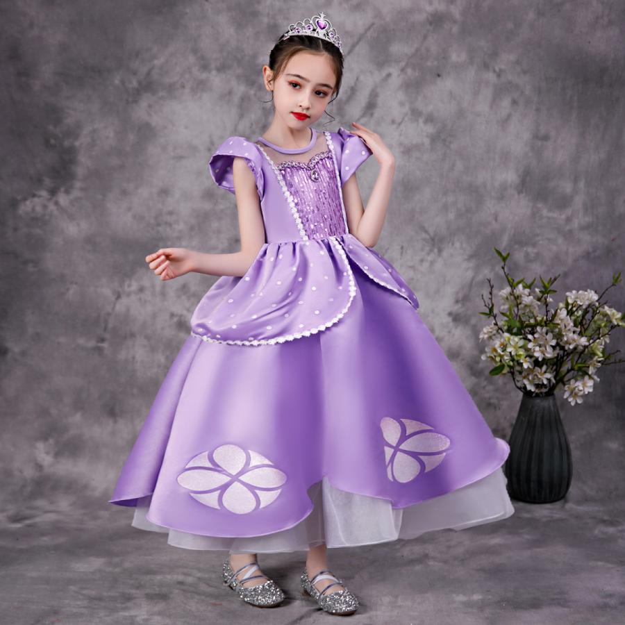 最愛 ちいさなプリンセス ソフィア 風 キッズ コスチュームドレス 6点セット ロングドレス ハロウィン 仮装 子供 クリスマス プレゼント イベント 演出 コスプレ Wantannas Go Id