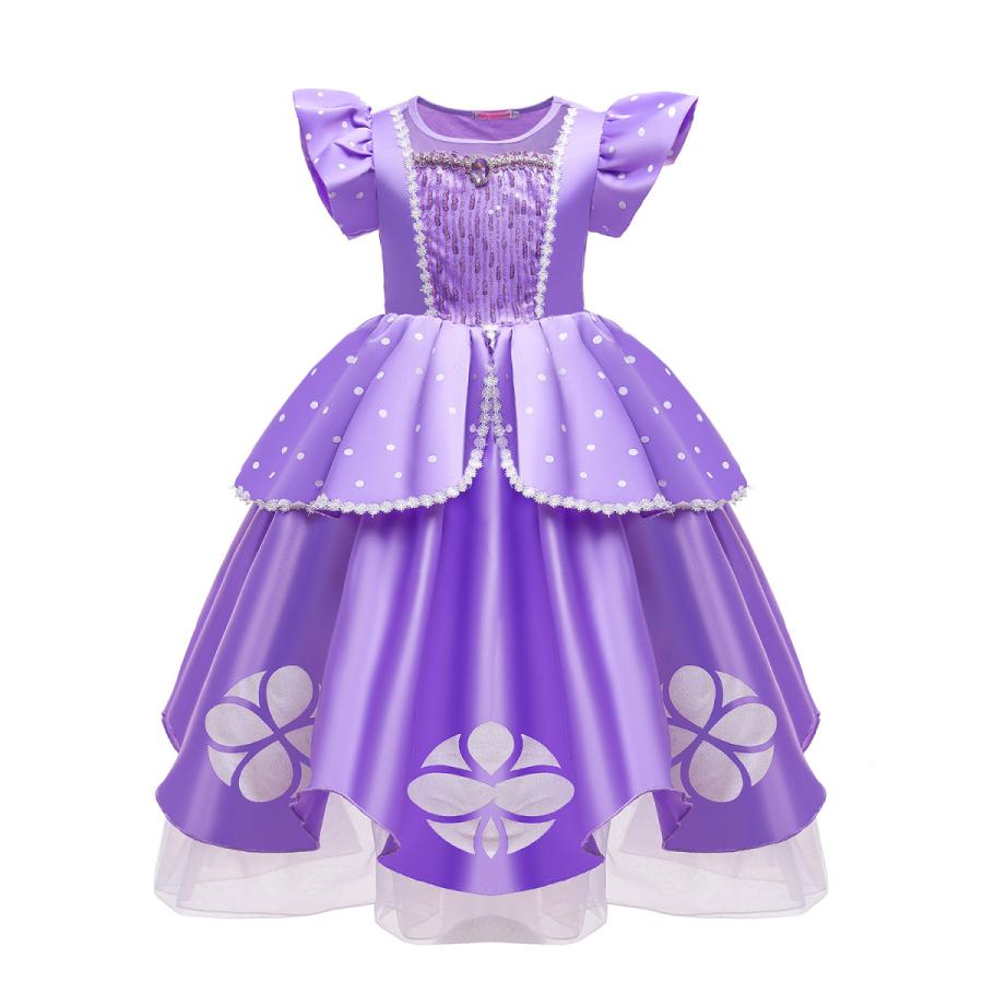 ちいさなプリンセス ソフィア 風 キッズ コスチュームドレス 6点セット ロングドレス ハロウィン 仮装 子供 クリスマス プレゼント イベント 演出 コスプレ