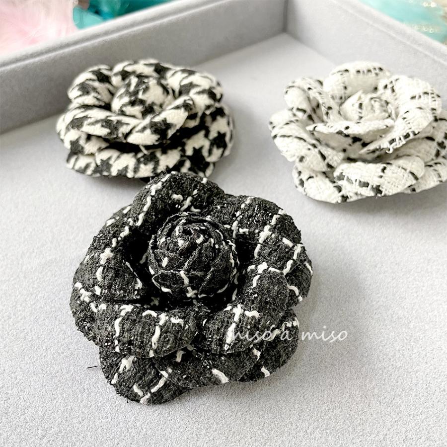 コサージュ レディース 大人 レトロ 千鳥柄 チェック柄 花 フォーマル