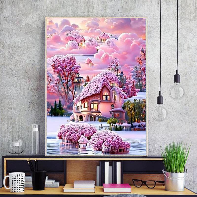 ダイヤモンドアート 城とバラの風景 約30cm x 40cm 注文 Amazon.co.jp