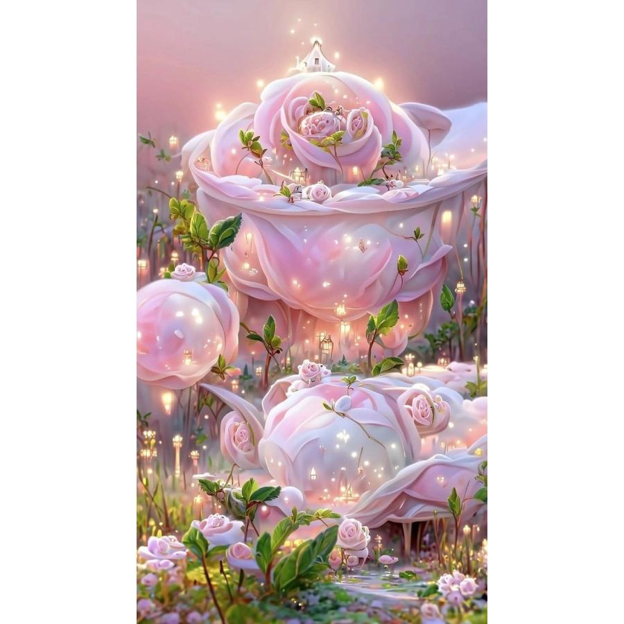 ダイヤモンドアート 城とバラの風景 約30cm x 40cm 注文 Amazon.co.jp