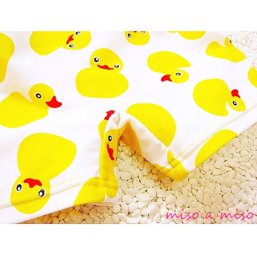 子供水着 男の子 ベビー 水着 アヒル柄2点セット キャップ付き 可愛い