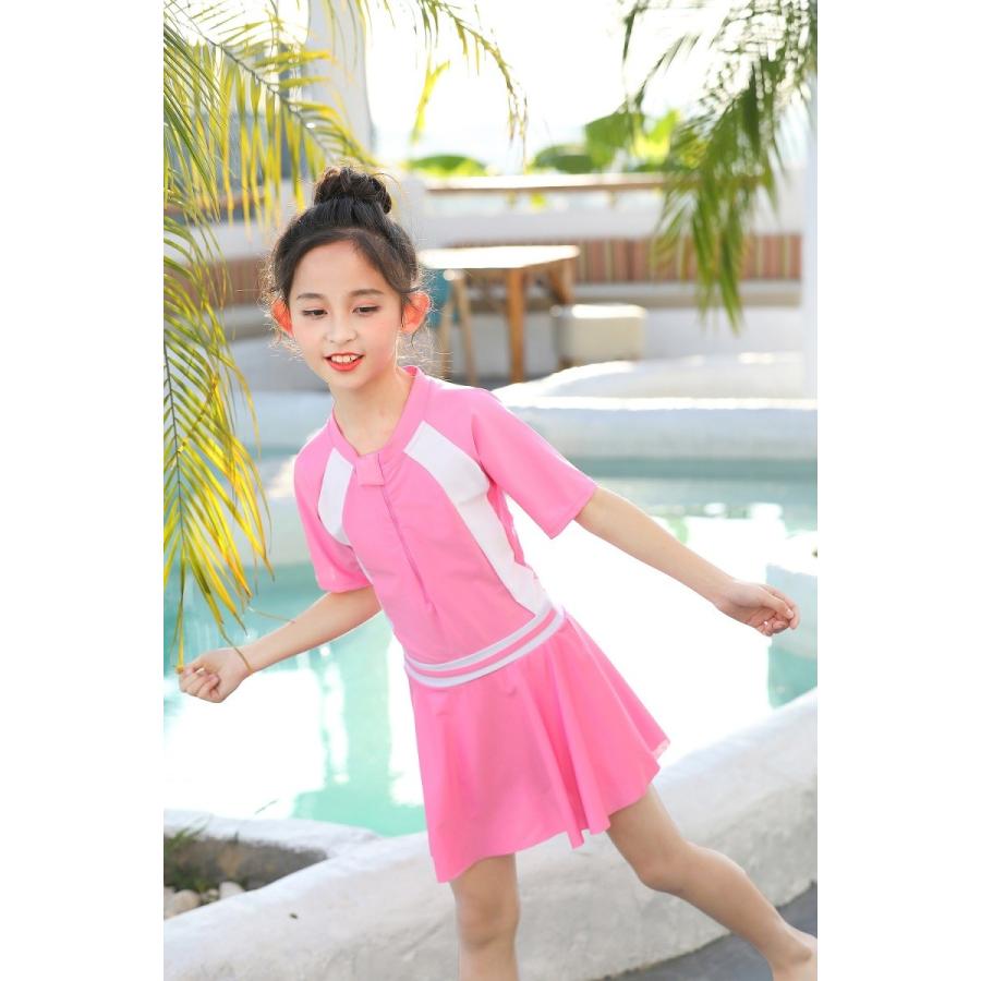 子供 水着 女の子 スクール水着 ジュニア水着 2点セット つなぎタイプ  