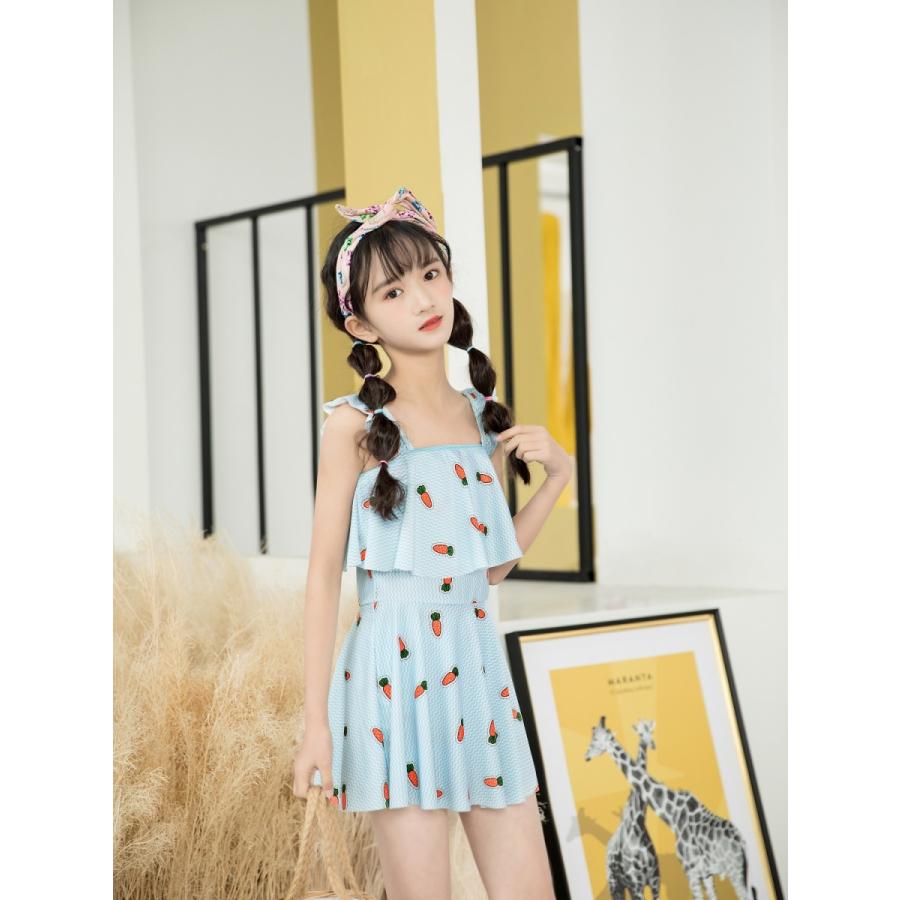 子供水着 2点セット セパレート 水着セット ワンピース型 女の子 キッズ ジュニア 見せパン付き 120-135cm|misoamiso|02