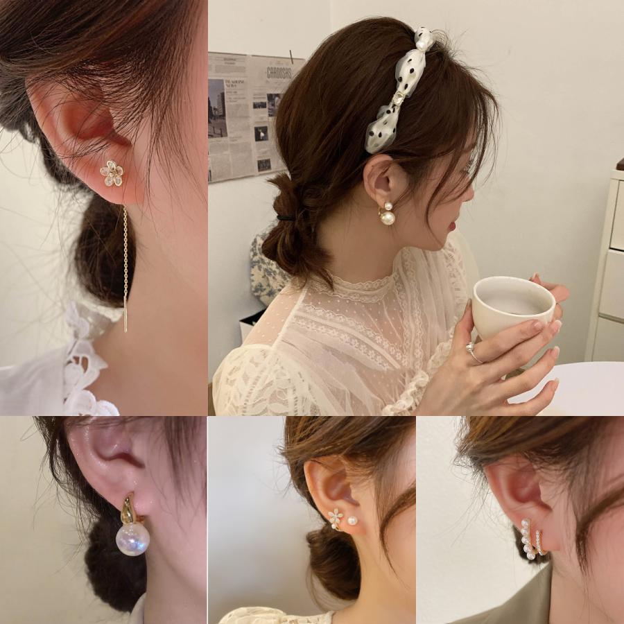 パール ピアス レディース 真珠 花 フラワー ぶら下がり 揺れる 