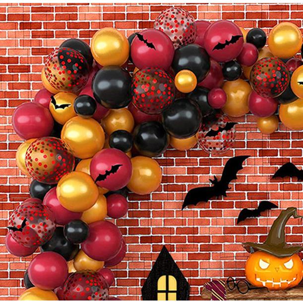 ハロウィン 飾り 風船 バルーンセット 豪華100ピース以上 室内装飾 コウモリ ハロウィンパーティー レッド ブラック ゴールド デコレーション|misoamiso|02
