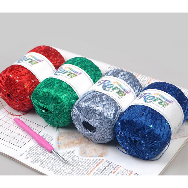Sov./ダル糸スパンコール アンサンブル 手編み糸 ) ローラ スパンコールヤーン Rora Spangle yarn │ 55g