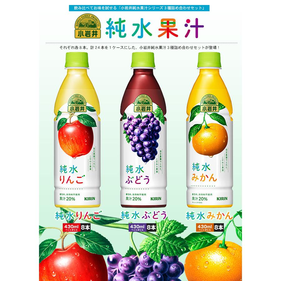 小岩井 キリン 純水果汁シリーズ 詰め合わせセット 430mlペットボトル