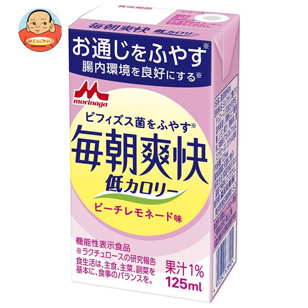 森永乳業 毎朝爽快 ピーチレモネード味【機能性表示食品】 125ml紙パック×24本入｜ 送料別（Yahoo!・味園サポート ヤフー店）