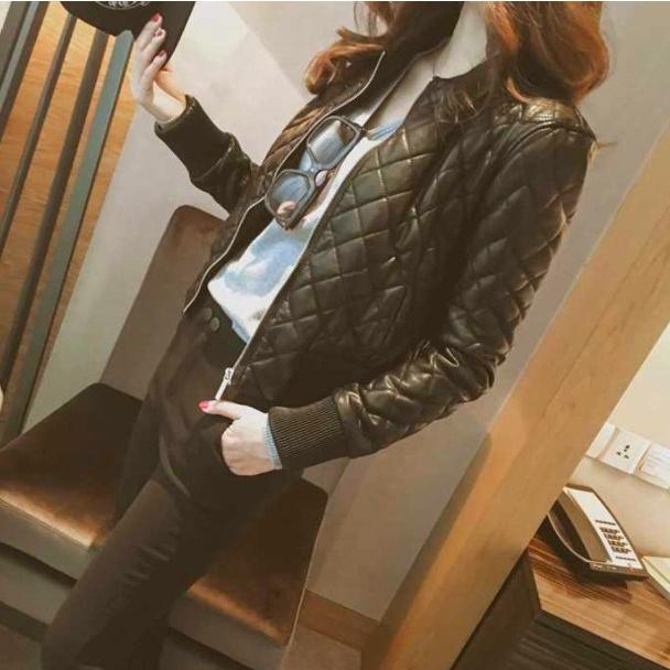 レディース ジャケット アウター ブルゾン キルティング レザー ショート スリム 無地 シンプル おしゃれ かっこいい 驚きの価格が実現