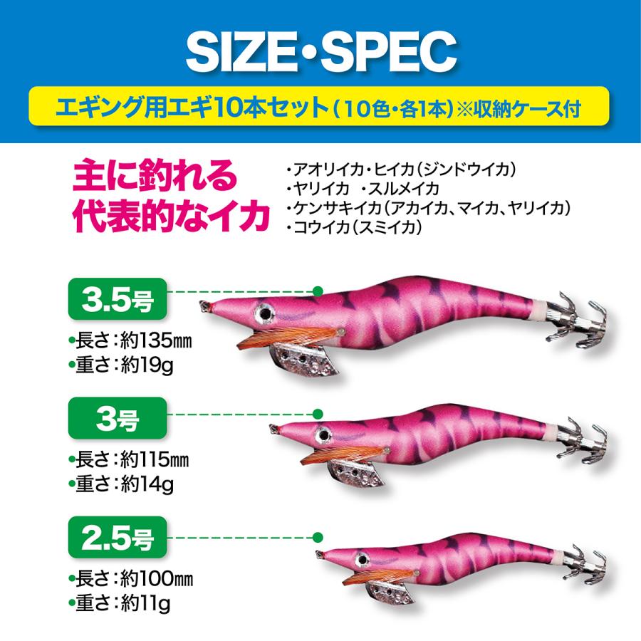 エギ 10本セット 餌木 2.5号 3号 3.5号 イカ釣り ルアー ケース エギ 10本セット 餌木 2.5号 3号 3.5号 イカ釣り ルアー ケース