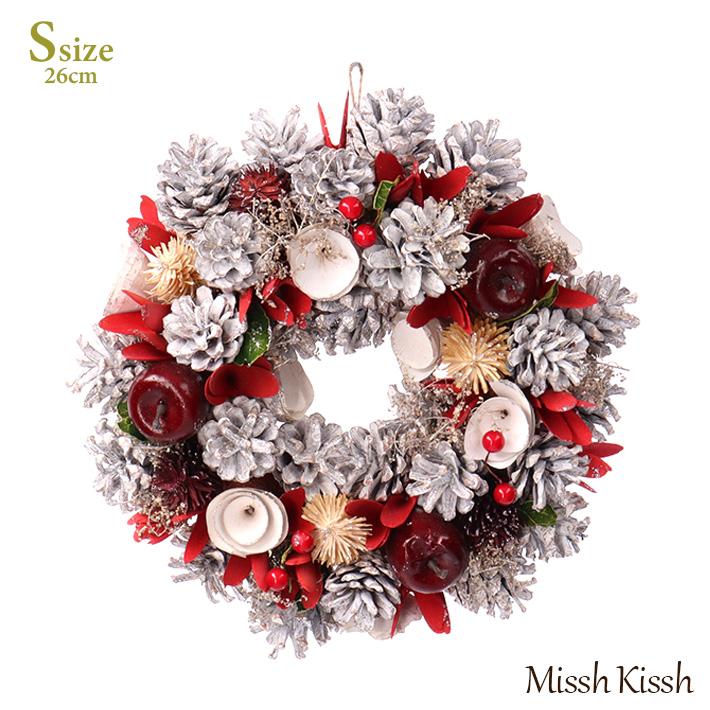 リース リボン 赤 クリスマス Sサイズ Christmas Xmas Wreath- White
