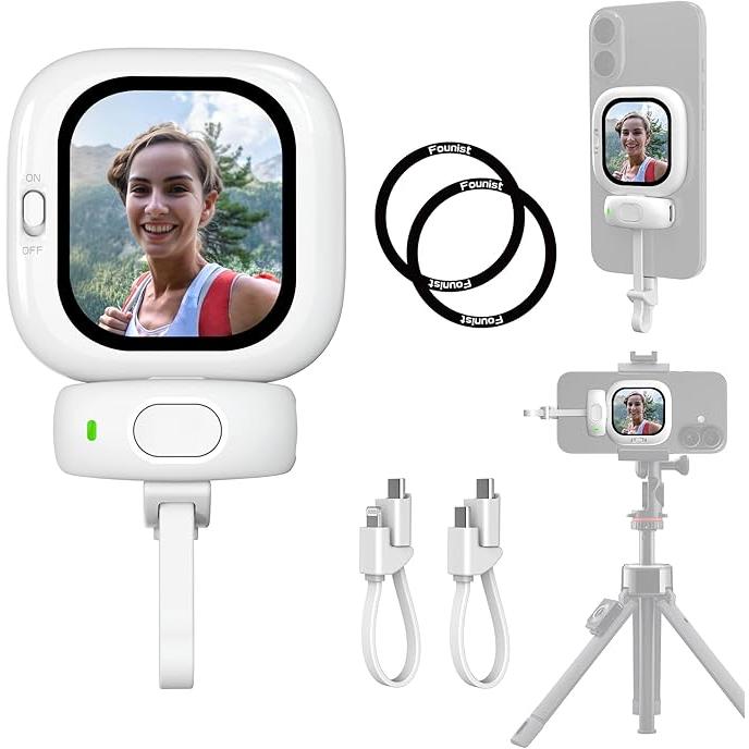FOUNIST Phone用自撮りモニター,磁気式自撮りスクリーン iPhone