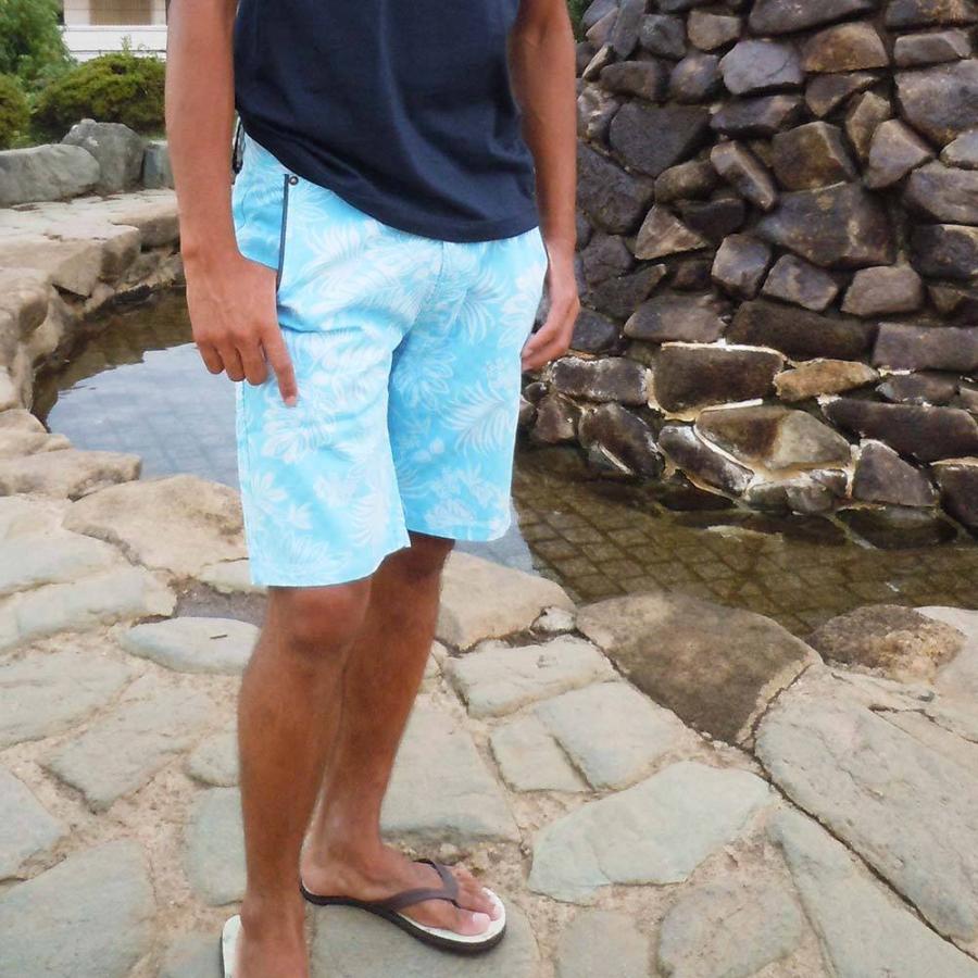 ハーフパンツ メンズ ショートパンツ 花柄プリント 膝丈 トロピカル 夏