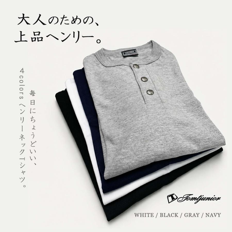 ヘンリーネック Tシャツ 半袖 コンチョボタン ワイルド 厚手 メンズ