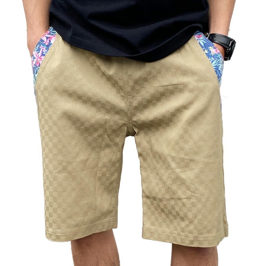 ハーフパンツ メンズ ショートパンツ 花柄 ストレッチ ショーパン 綿