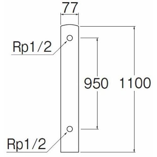 SANEI　ステンレス水栓柱　柱の直径77mm・全長1100mm　T805-76X1100