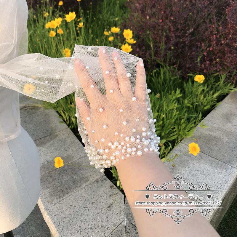 ウェディングボレロ 長袖 パール レース ブライダル 花嫁 ウェディング