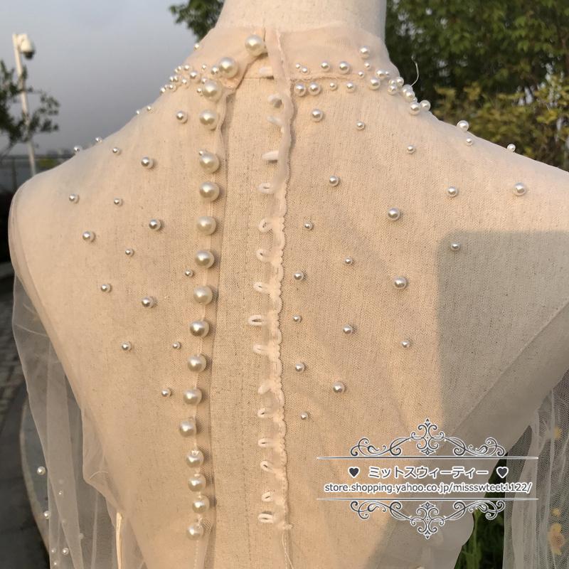 ウェディングボレロ 長袖 パール レース ブライダル 花嫁 ウェディングドレスアレンジ 肌色 結婚式 二次会 披露宴 お色直し パーティー シースルー ウェディングボレロ 長袖 パール レース ブライダル 花嫁 ウェディング