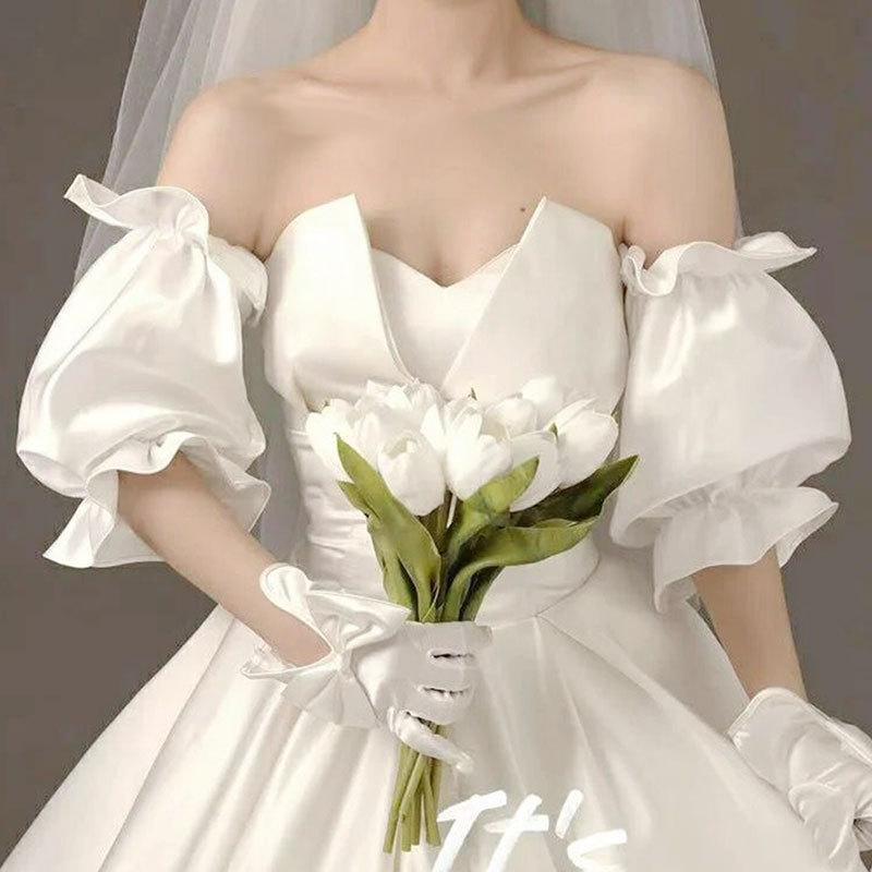 カラーオーダー可 取り外し袖 付け袖 パフスリーブ 結婚式 花嫁 カラーオーダー可 取り外し袖 付け袖 パフスリーブ 結婚式 花嫁