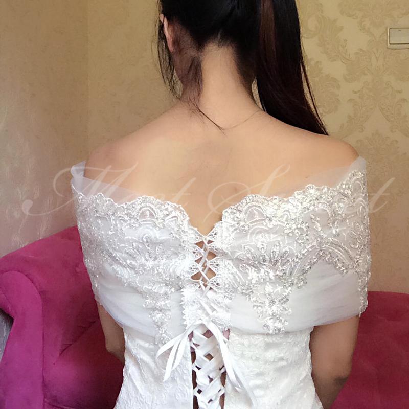 ドレスアレンジ ウェディングボレロ 編み上げ ショール オフショルダー