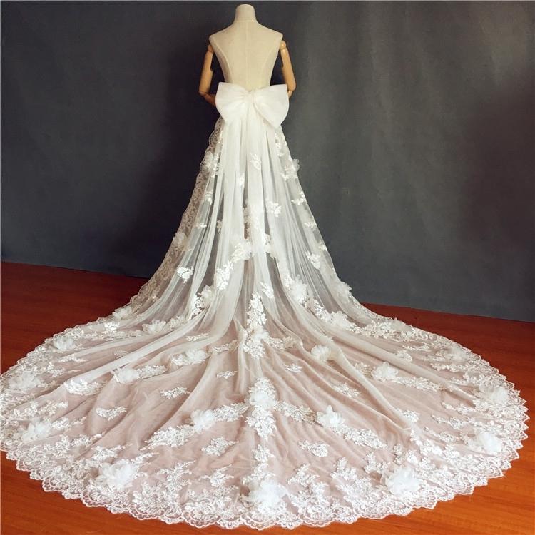 取り外し可能なトレーン リボン レース 花 ウエディング小物  