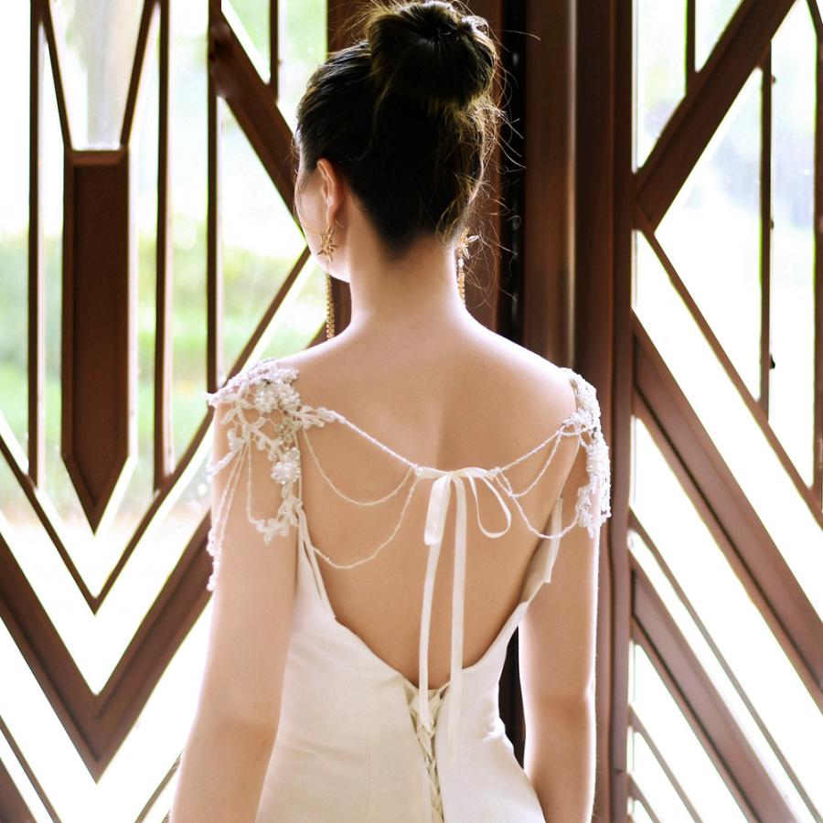 ショルダーネックレス バックリボン パール ビーズ ビジュー おしゃれ  