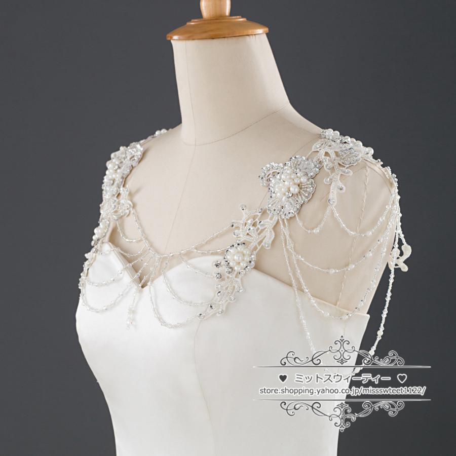 ショルダーネックレス バックリボン パール ビーズ ビジュー おしゃれ  