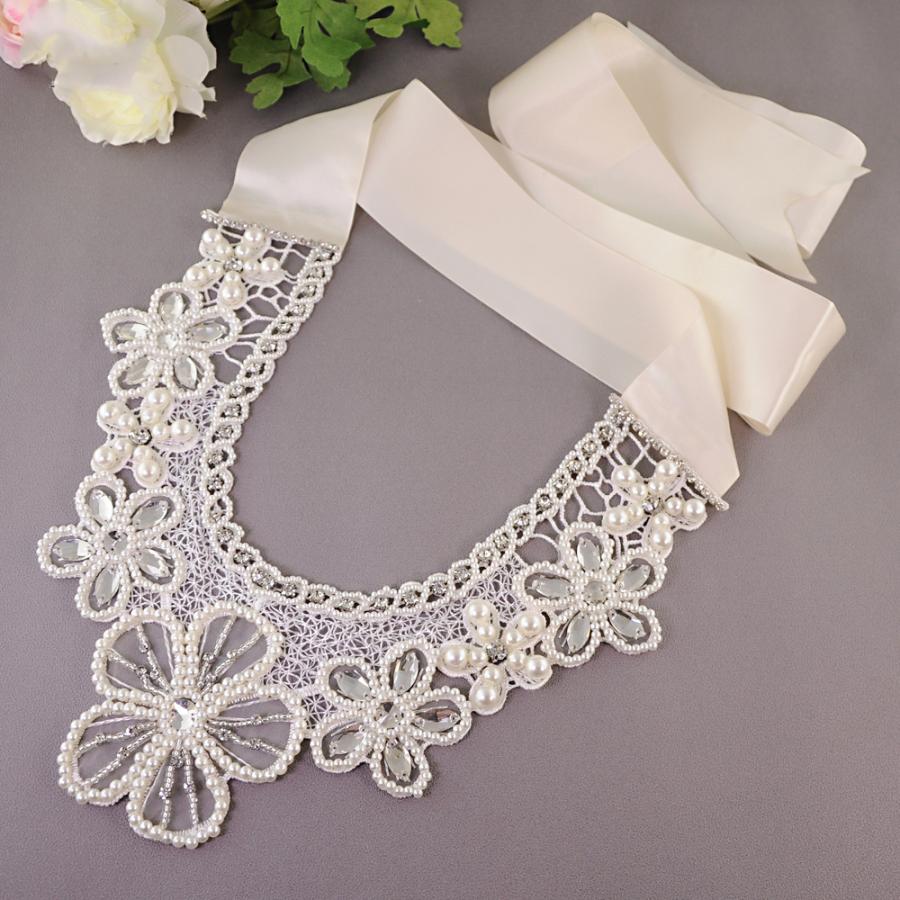 ショルダーネックレス 2way パール バックリボン ビジュー 結婚式 花嫁