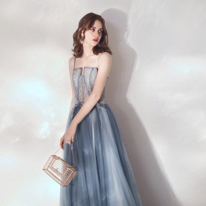 【美品】カラードレス ブルー XSサイズ｜パーティー・演奏会・結婚式に◎ カラードレス ロングドレス 演奏会 発表会 大人 パーティードレス