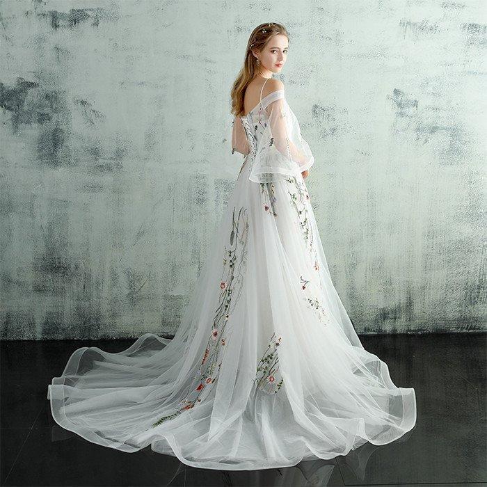 カラードレス 長袖 演奏会用ドレス パーティードレス ウェディング