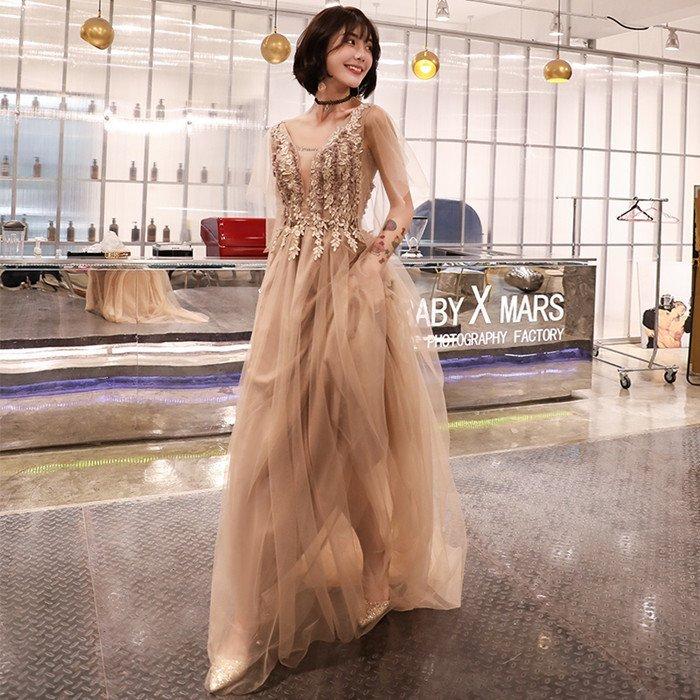 演奏会用ドレス 半袖 カラードレス ロングドレス パーティードレス ウェディングドレス 発表会 結婚式 ピアノ 二次会 ドレス 前撮り 結婚式 花嫁 コンサート