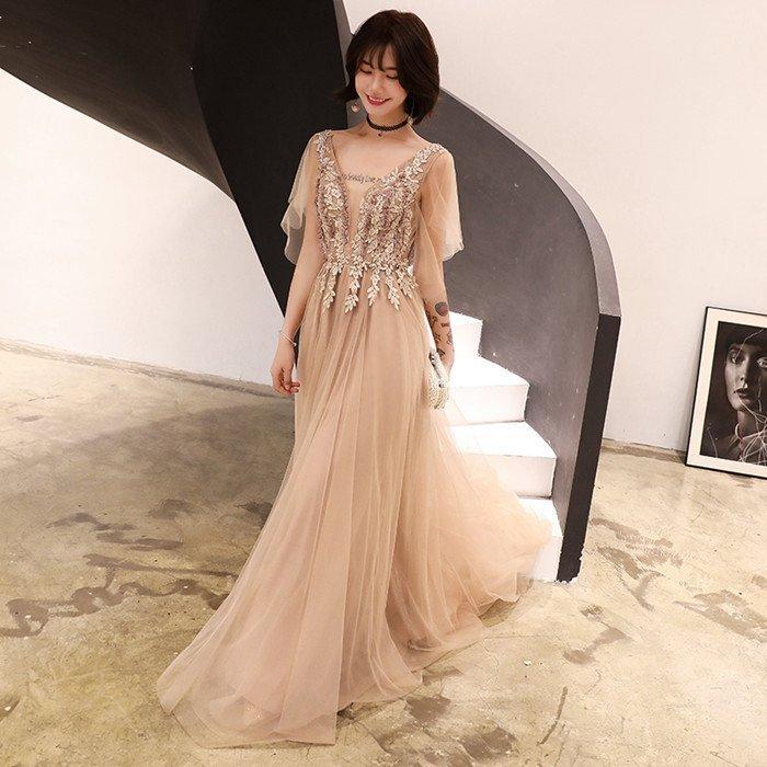 演奏会用ドレス 半袖 カラードレス ロングドレス パーティードレス ウェディングドレス 発表会 結婚式 ピアノ 二次会 ドレス 前撮り 結婚式 花嫁 コンサート_1